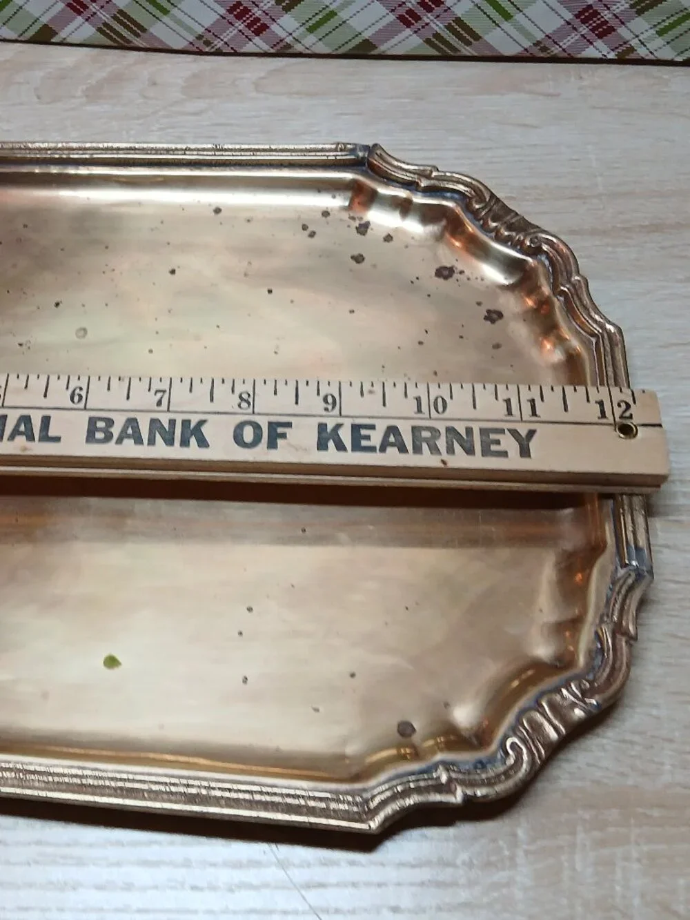 JCPENNEY BRASSWARE BRASS ORNATE EDGE METAL PLATTER TRAY MADE IN INDIA